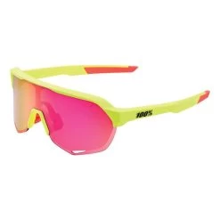 Lunettes 100% S2 Jaune Fluo Rose Avec Verres Purple Multilayer Mirror
